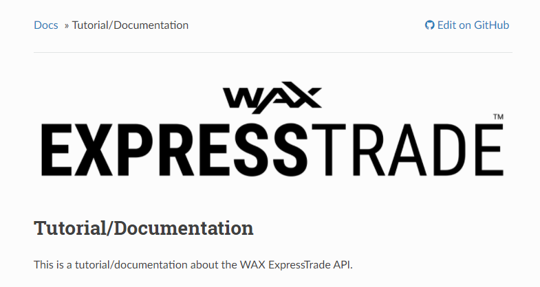 WAX ExpressTrade Readthedocs